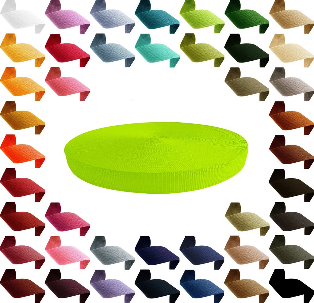 Gurtband Tragband 50m Polyester Farb- und Breitenwahl neonfarben
