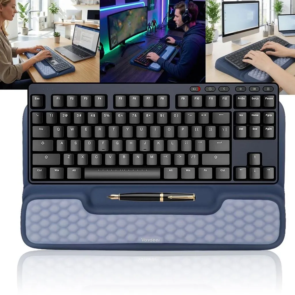 Support poignet clavier antidérapant en mousse souple, design ergonomique