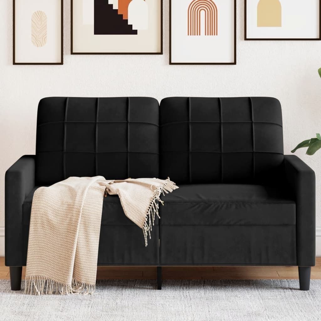 ZMH 2-Sitzer-Sofa Schwarz 120 cm Samt