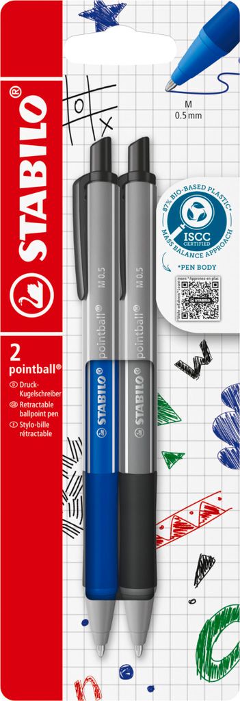 STABILO pointball colorful Kugelschreiber - ultramarinblau-dunkelgrau - 2er Pack