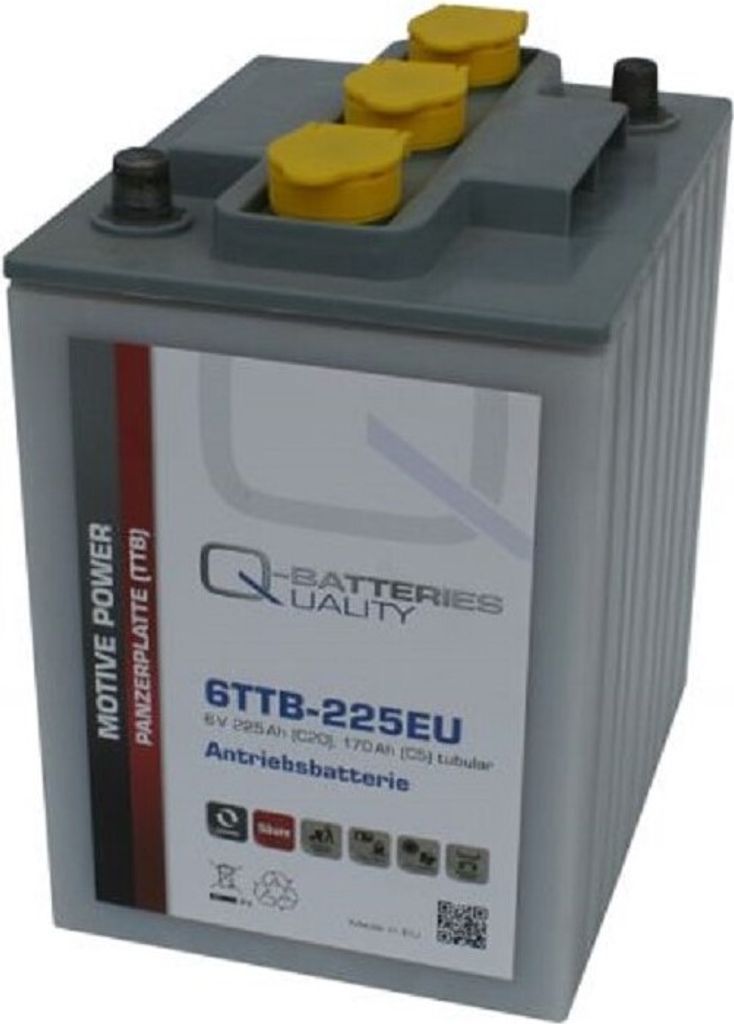 Q-Batteries 6TTB-225EU 6V 225Ah (C20) geschlossene Blockbatterie, positive Röhrchenplatte