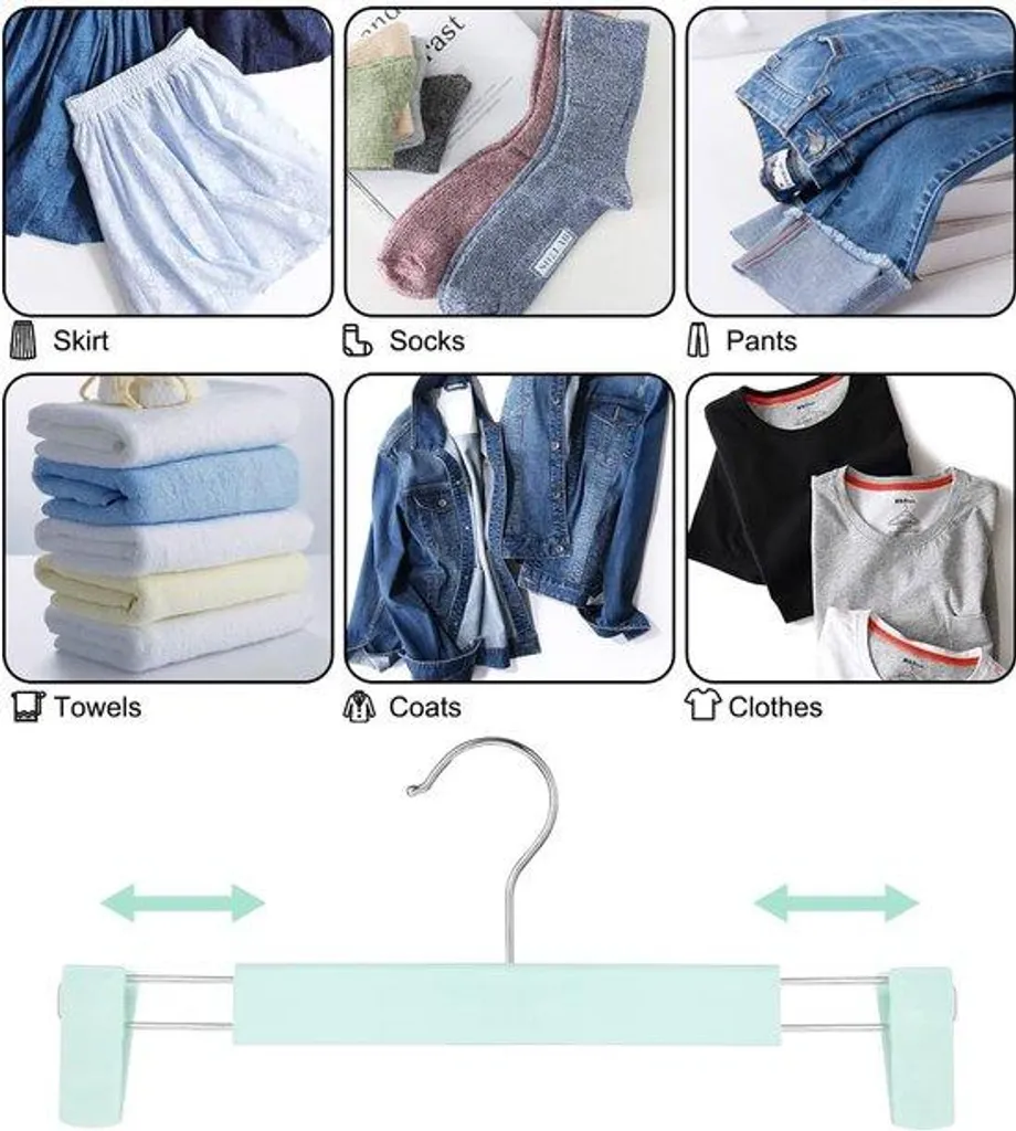 Cintre pantalon gain de place avec crochet 360° et pinces antidérapantes