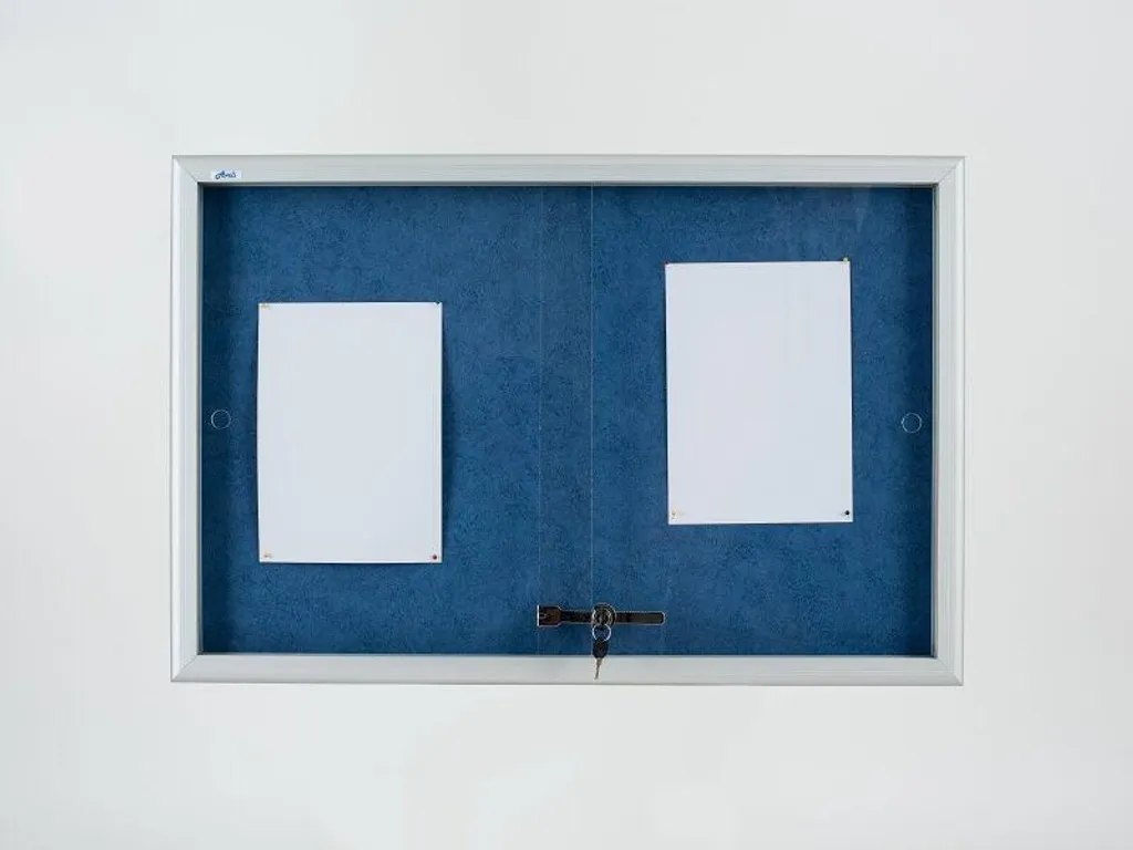 Vitrine intérieure magnétique AVELI fond bleu 6xA4 avec cadre robuste