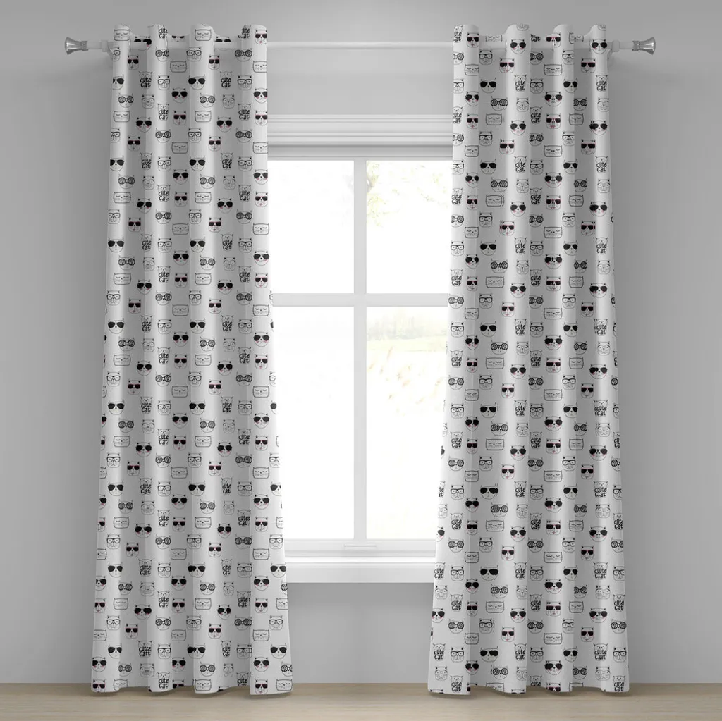 Rideau Chat lunettes de soleil humoristique noir et blanc 280x175 cm