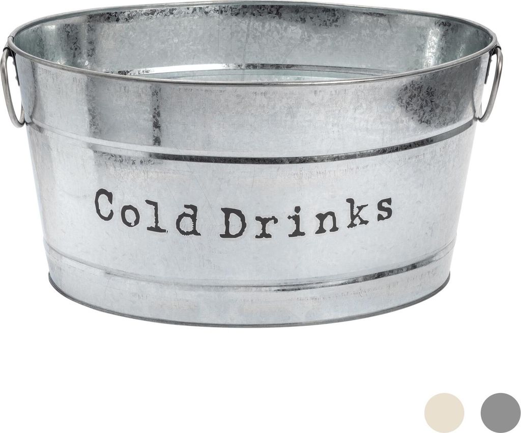 Harbour Housewares Industrie kalte Getränke Bucket - Large Vintage Style Stahl-Party Cooler Tub - Seitengriffe - Silber