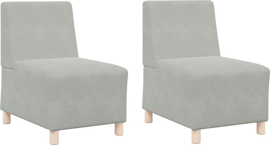 vidaXL Modulares Armfreies Sofa 2 pcs Hellgrau 55 x 74 x 82 cm Samt