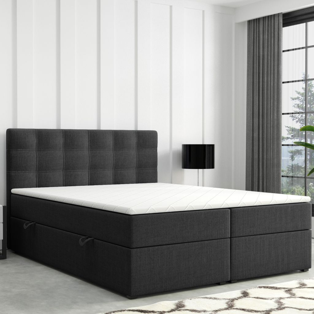 Boxspringbett ROM mit Bettkasten 180 x 200 cm Webstoff Produktbild 