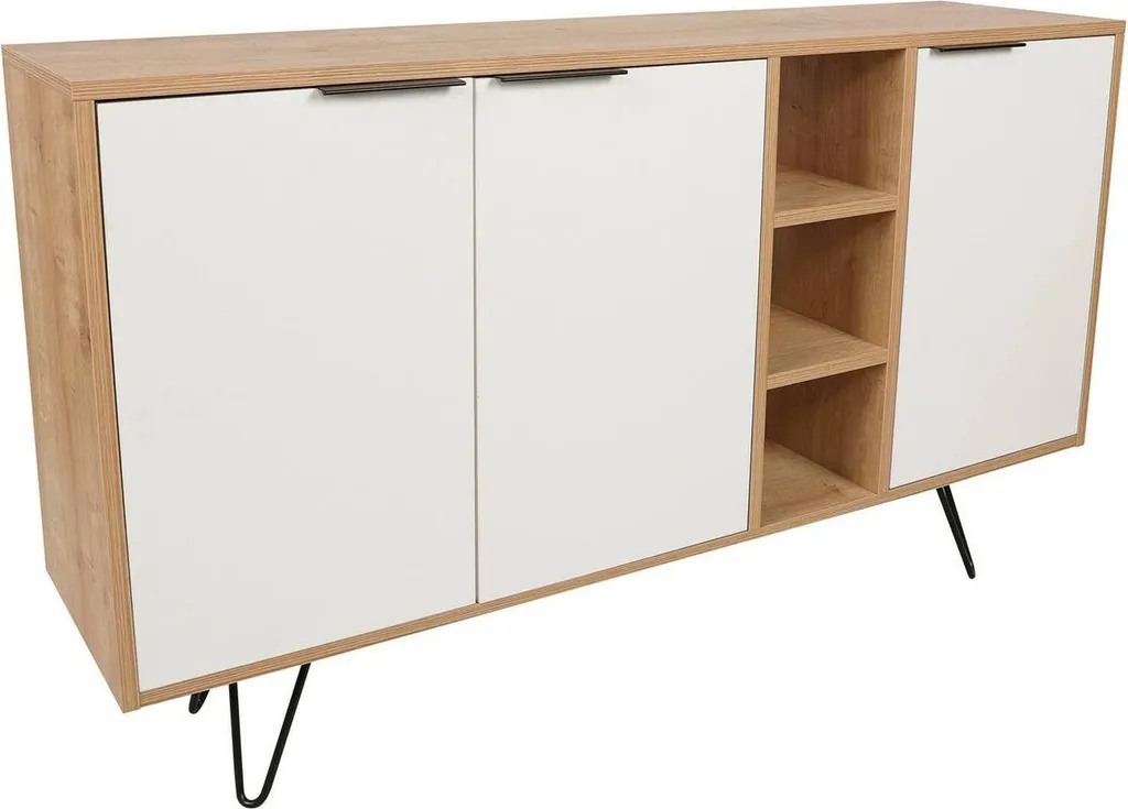 Arlene Buffet 142x36x83h cm Chêne Marron avec 4 Étagères de Rangement