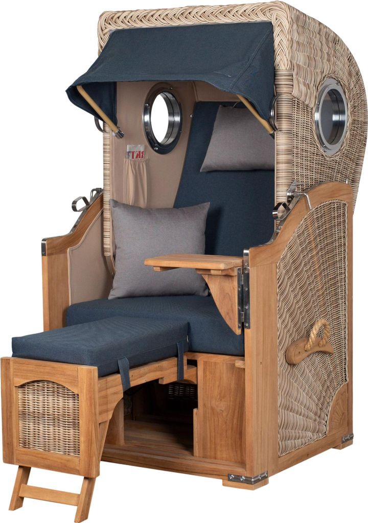 Strandkorb-Set - bene living - Ammersee Single Teak - PE shell - Modell 593 - inkl. Liftersystem