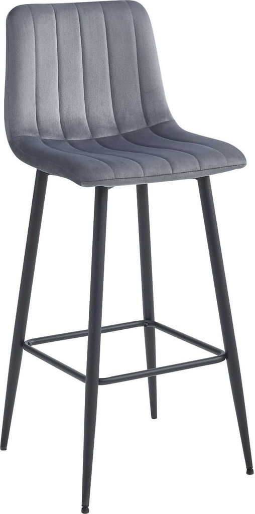 POZZA Barhocker Hocker - dunkelgrauer Samt / schwarze Beine