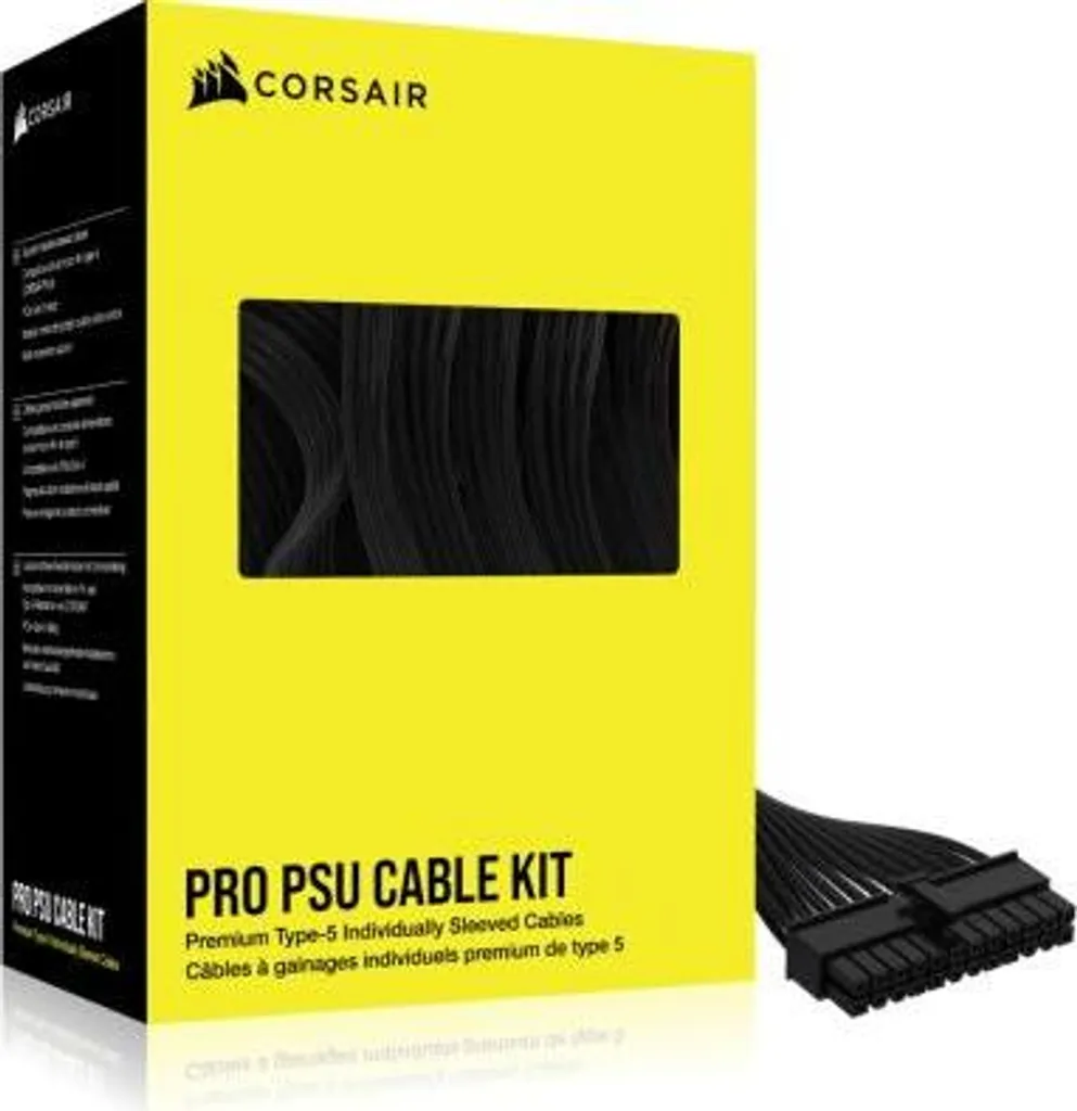 Ensemble complet de câbles d'alimentation pour PC CORSAIR gainés Noir