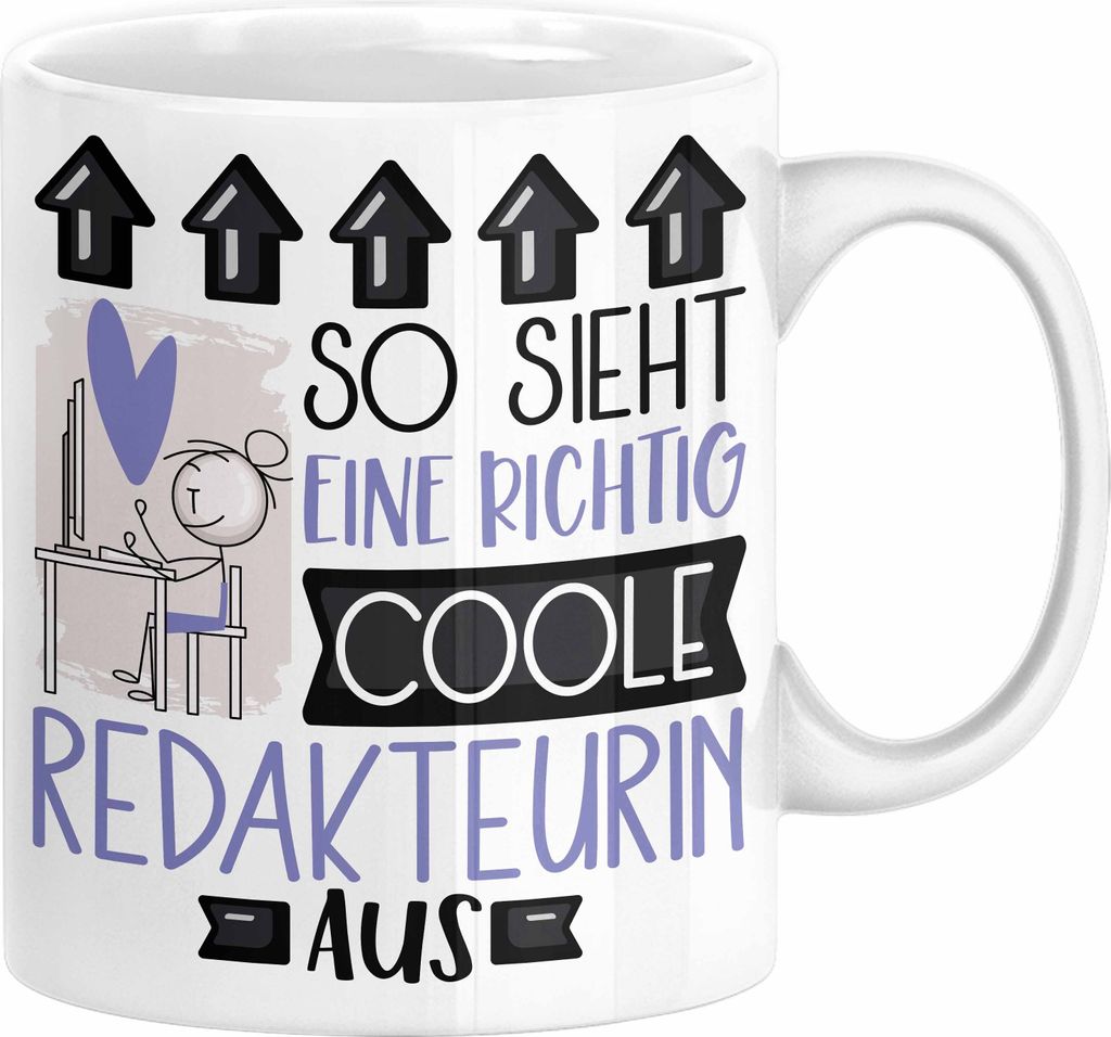 Redakteurin Geschenk Tasse Geschenkidee für Redakteurin Geburtstag Weihnachten Spruch So Sieht Eine Richtig Coole Redakteurin Aus Kaffee-Becher (W...