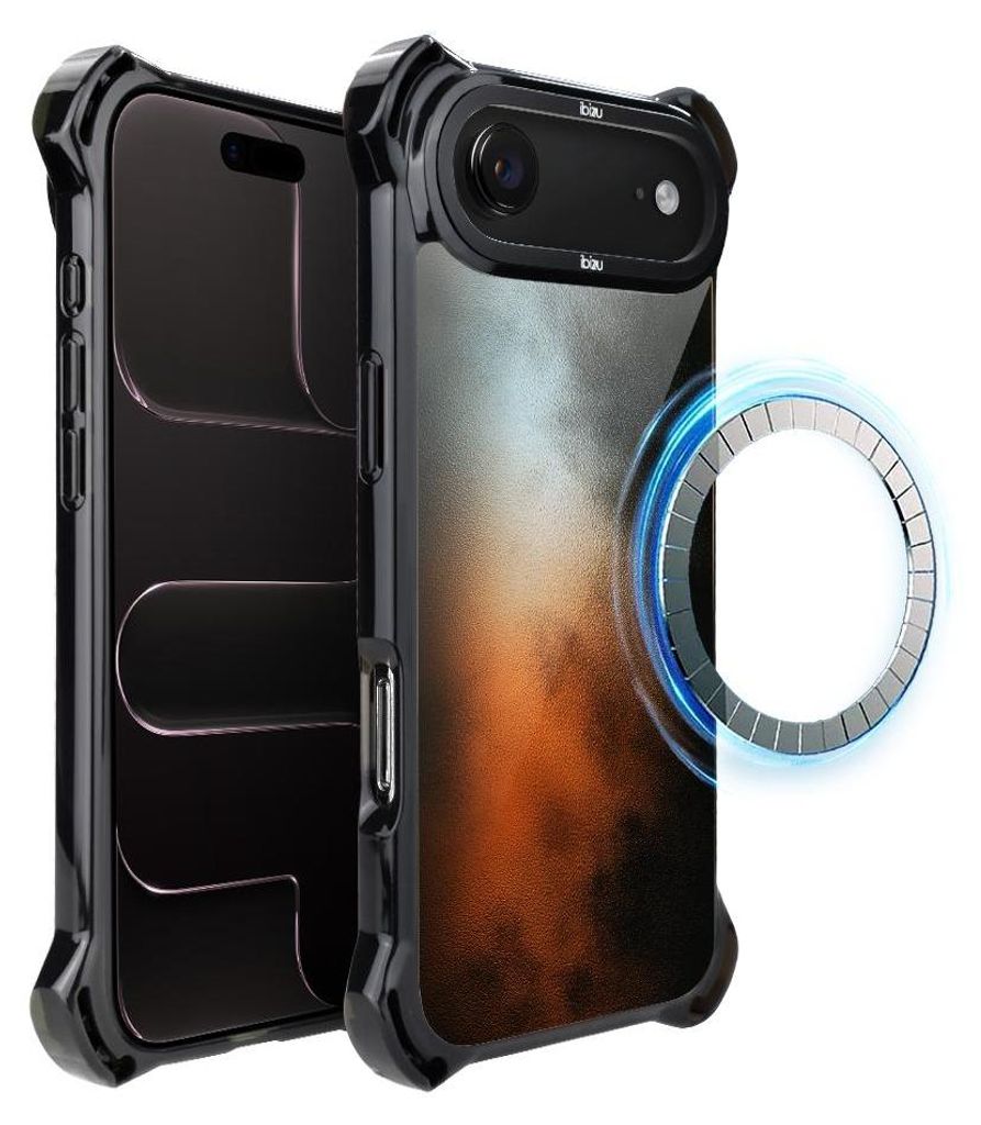 Schutzhülle für das iPhone Air, MagSafe-kompatibel, verstärkte Ecken, schwarz, Feuer und Rauch