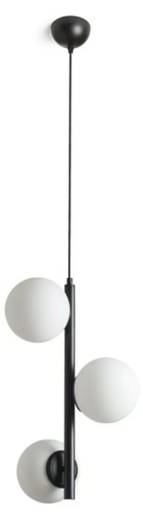 Suspension Triple E27 en Verre Noir Opale ETHERIA pour un Éclairage Chic