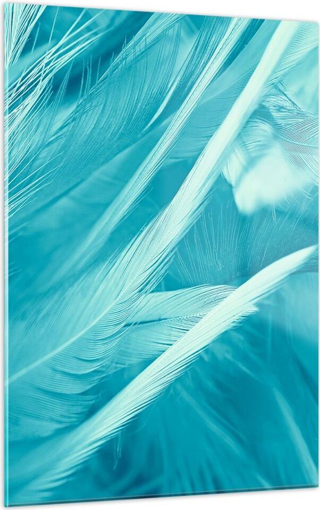 Bilder auf glas - Einteilig - Feder Vogel Stil modern - 50x70cm - Glasbilder - Wandbilder - Bilder - zum Aufhängen bereit - Wanddekoration aus Gla...