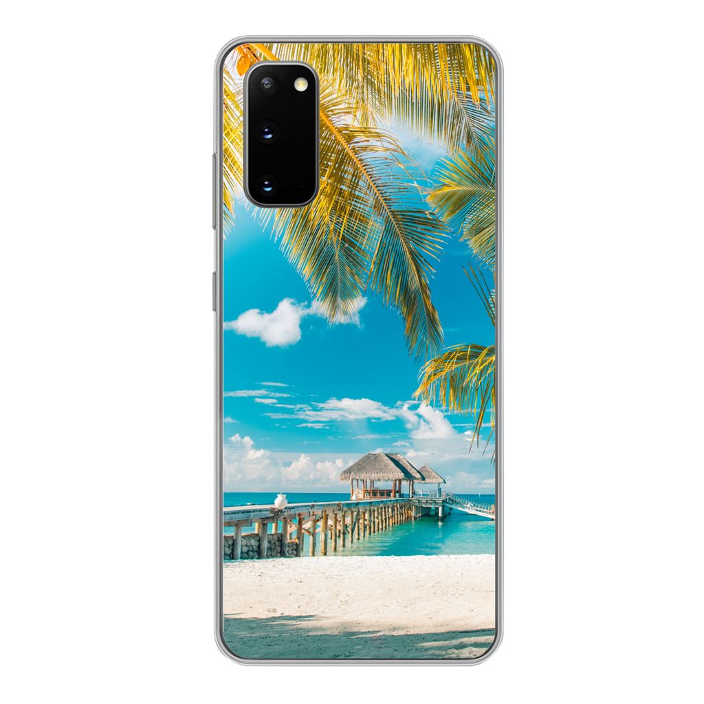 MuchoWow Handyhülle Schutzhülle Hülle für Samsung Galaxy S20 Tropisch - Strand - Palme Silikon Softcase Handy Hülle - Bild