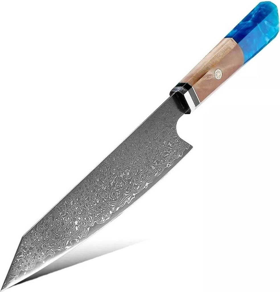 Kurume Damast Küchenmesser Chef - Hochwertiges VG-10 Messer in Blau KP20030