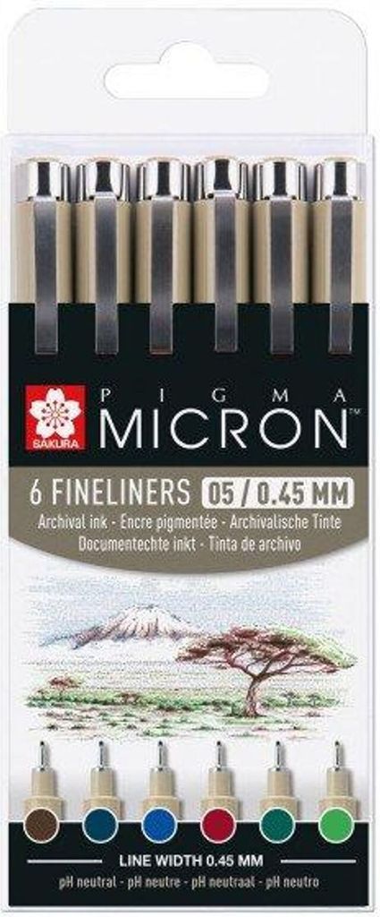 SAKURA Fineliner PIGMA MICRON 05 Erdfarben 6er Etui