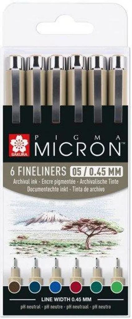 Sakura Pigma Micron 01 Set 6 Colori | Perfetti per Bullet Journal