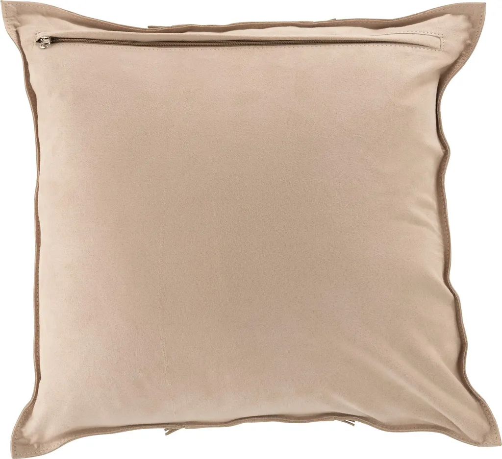 J-Line Coussin Bord Carré en Cuir Gris Clair - Décoration Haut de Gamme - 4