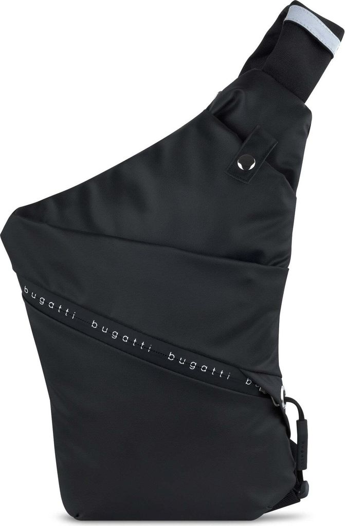 A black bugatti body bag is shown against a white background.