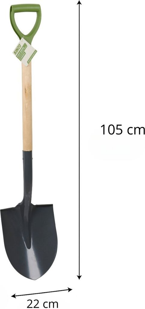 Kinzo Gartenschaufel 105 cm – Robustes Garten Werkzeug mit Holzstiel und Kunststoffgriff – Spaten zum Graben und Entfernen von Baumstumpf oder ...