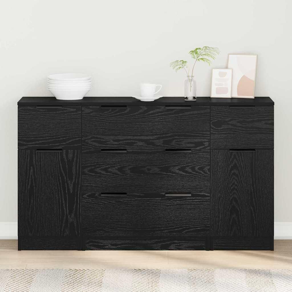 Maison Exclusive - Sideboard 3 pcs Schwarz Eichen-Optik Holzwerkstoff