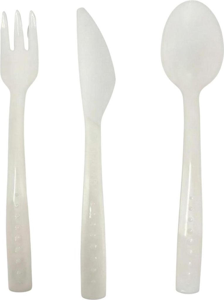 Camping-Besteck-Set 15-teilig für 5 Personen Weiß Wiederverwendbar