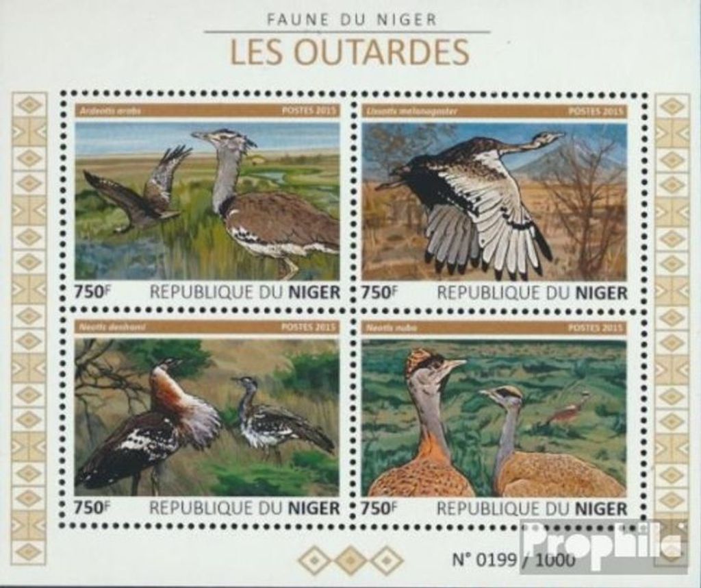 Briefmarken Niger 2015 Mi 3775-3778 Kleinbogen (kompl. Ausg.) postfrisch Trappen