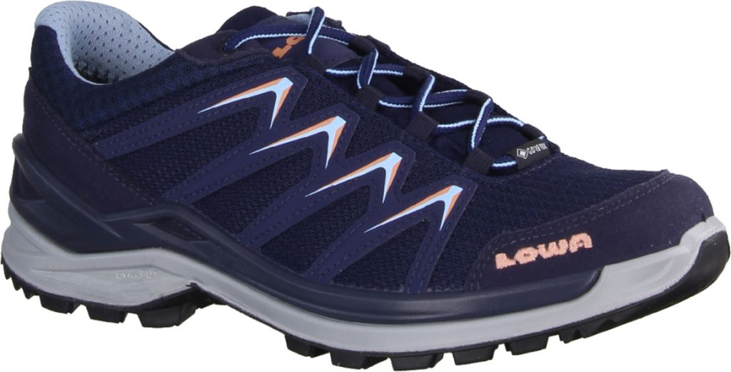 A single blue LOWA Innox Pro GTX Low shoe is shown against a white background.