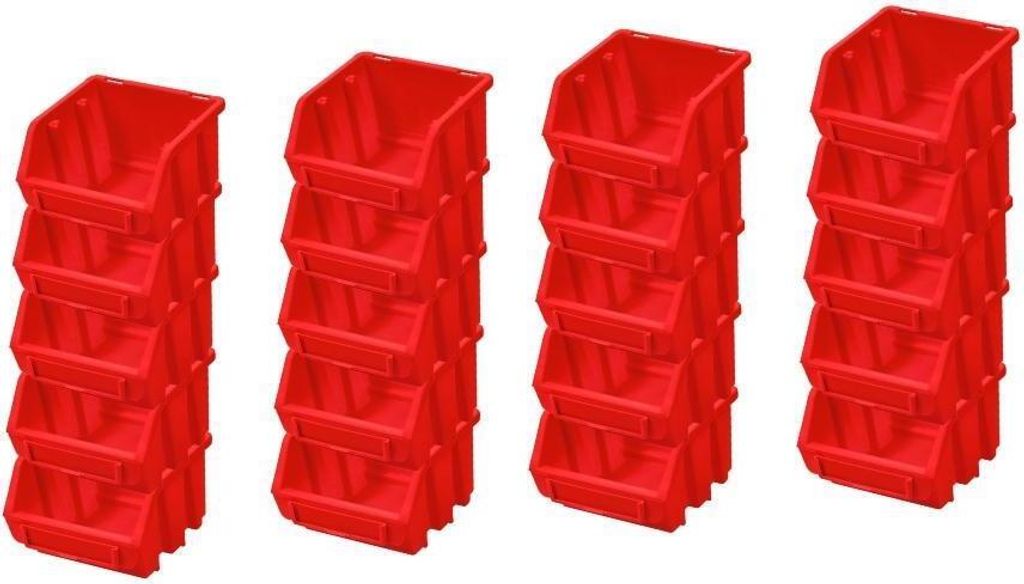 SuperSparSet 20x Sichtlagerbox 1 | HxBxT 7,5x11,6x11,2cm | Polypropylen | Rot