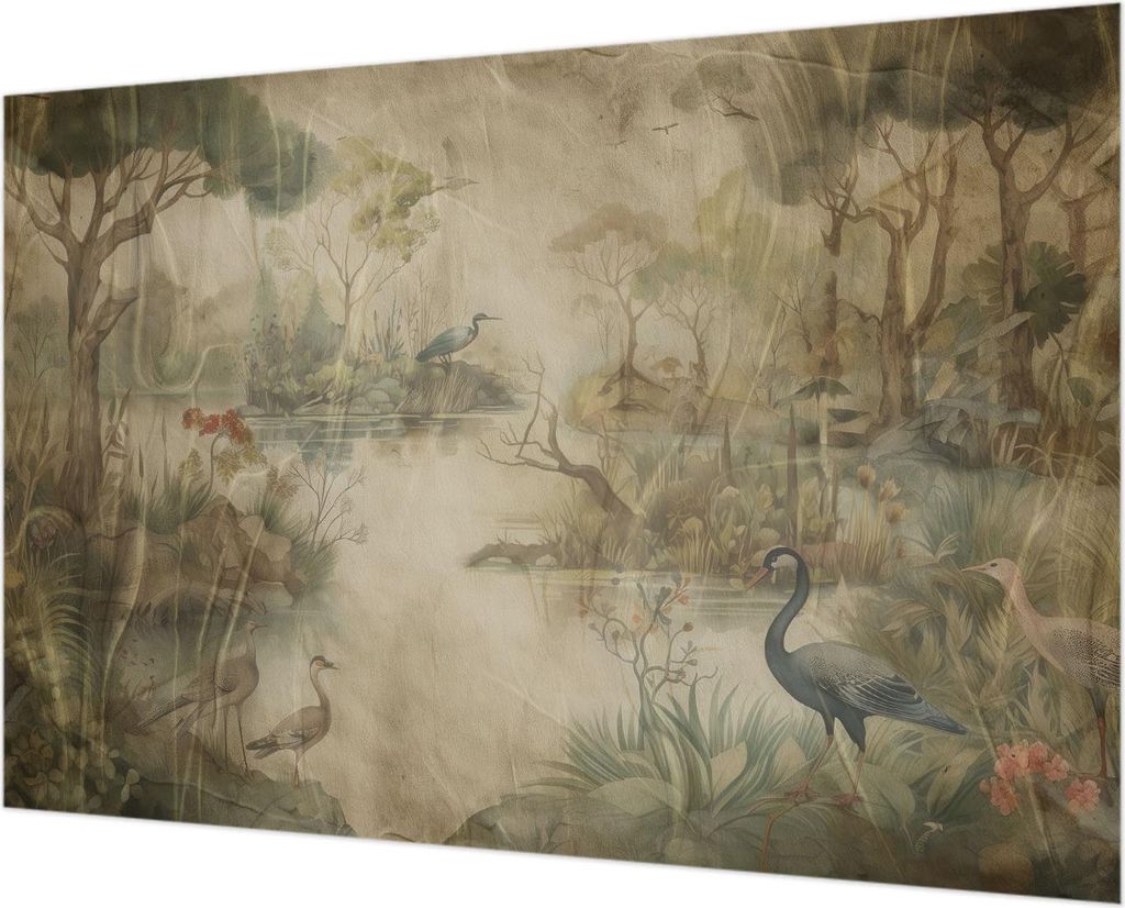 Wandtapete - Dekorative Tapete für Wohnzimmer - Tapetenfolie für Wanddekoration - 152x104 cm - Waldszene