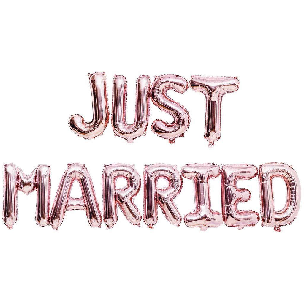 Folienballon Set Just Married, Rosa