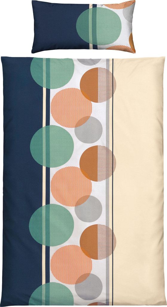 Erwin Müller Bettwäsche orange-blau-beige 1x 135x200 cm + 1x 40x80 cm