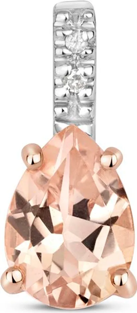 Pendentif Diamant H-PK et Morganite en Or Rose 375 - Design 12x5mm