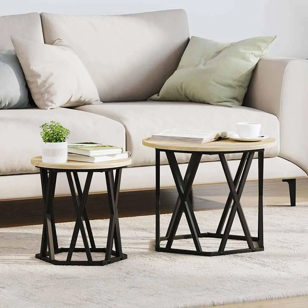Set 2 Tavolini Rovere Sonoma 50x50x40 cm - Best Möbel Arredo Salotto