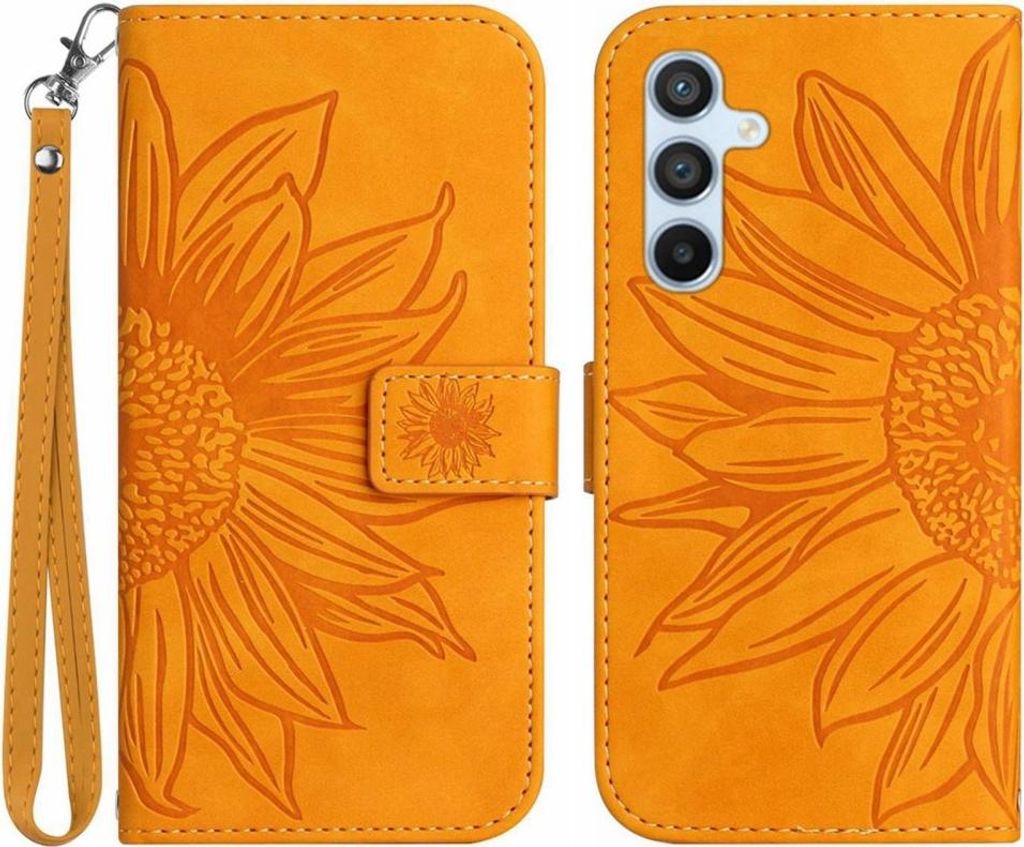Samsung Galaxy A37 / A36 Hülle - Coverup Sonnenblume Klapphülle mit Schlüsselband - Orange