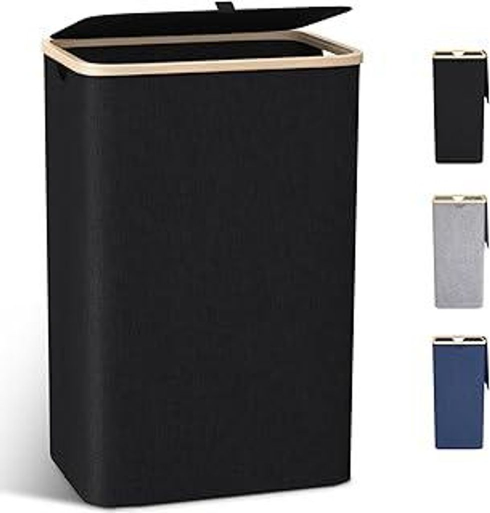 Wäschekorb mit Deckel Groß, 100L Wäschesammler schmal mit herausnehmbaren Wäschesack Laundry Baskets Wäscheschrank Wäschetruhe Wäschetonne f...