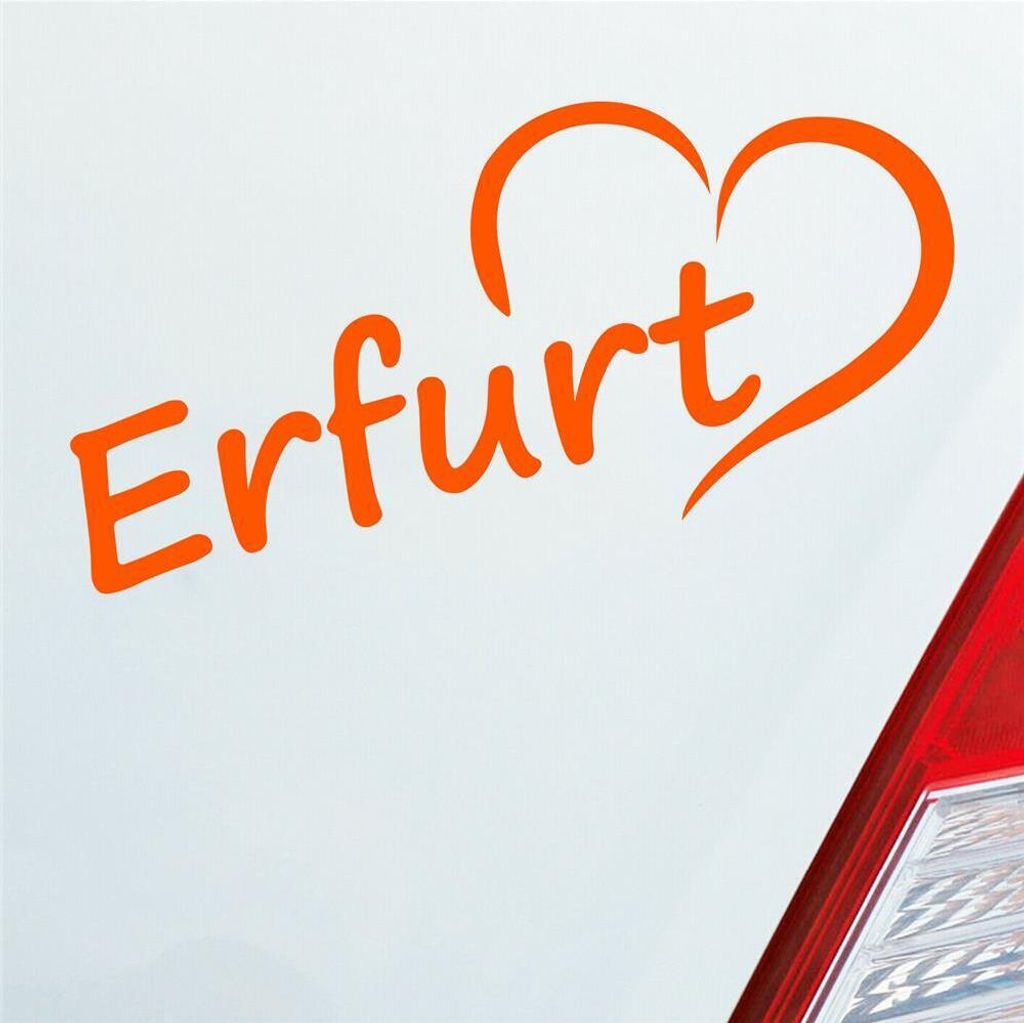 Auto Aufkleber Erfurt Herz Stadt City Liebe Love Heimat 17x8 cm Orange Sticker Heckscheibenaufkleber