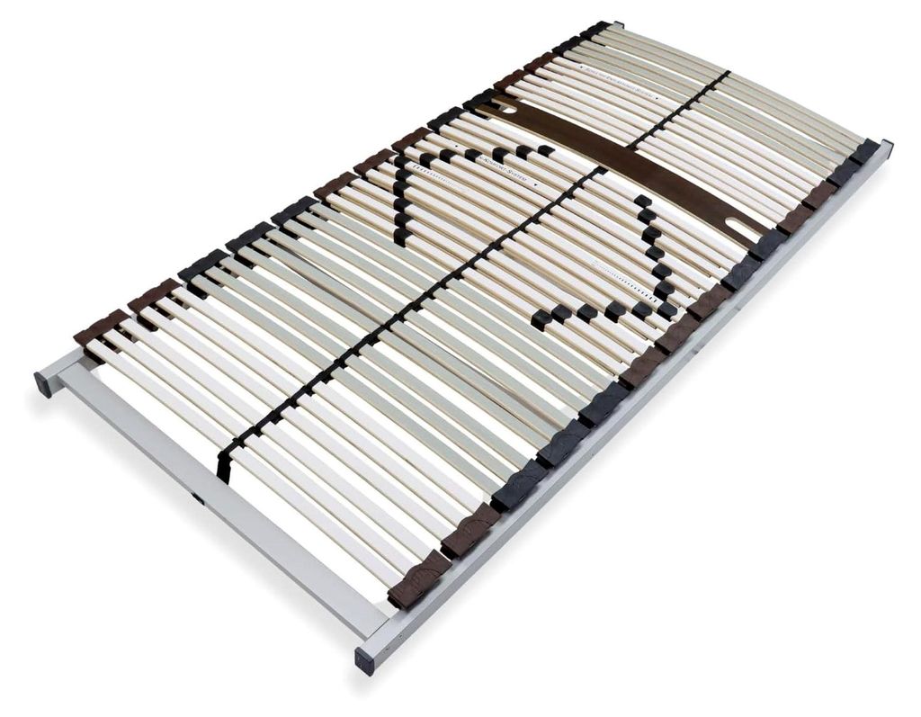 Lattenrost 90x200 cm Traglast 200 kg fertig montiert 40 Latten Härteverstellung Birkenschichtholz 7-Zonen Mittelgurt
