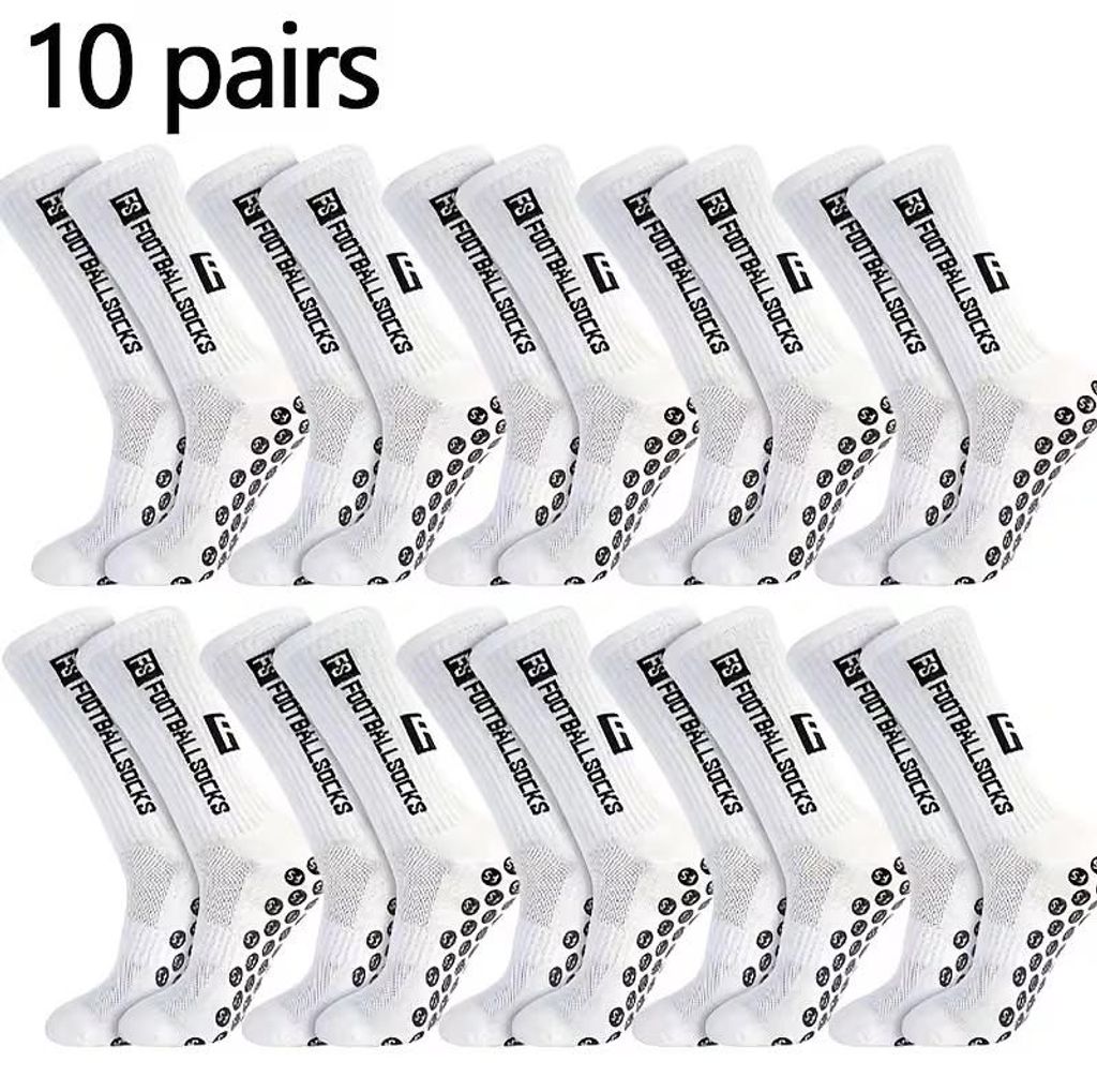 10er Pack Sportsocken Weiß Gr. 39-46 Rutschfest Grip Produktbild 