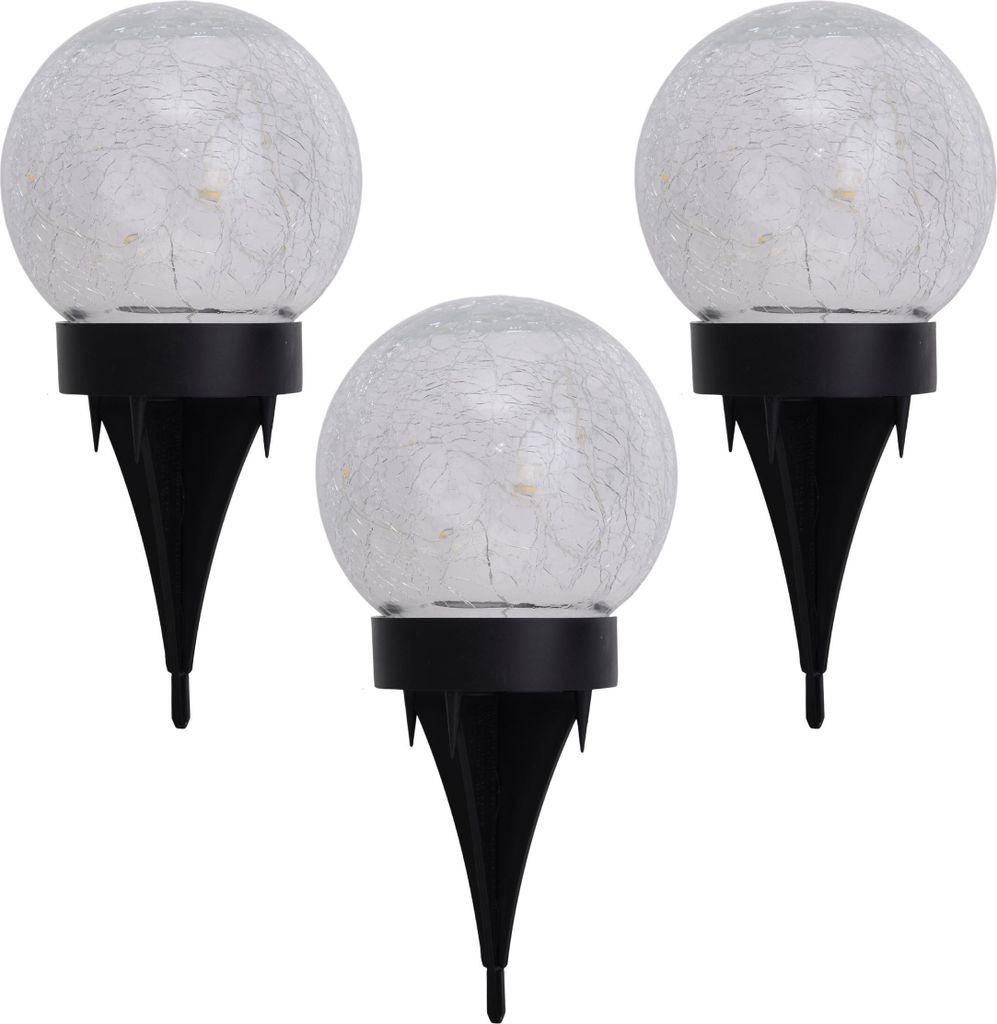 Näve Leuchten LED Solarleuchte CRACKLE mit LED Platine LED Solarleuchte CRACKLE mit LED Platine 3er-Set LED Solar-/Tischleuchte/Erdspieß "CRACKLE...