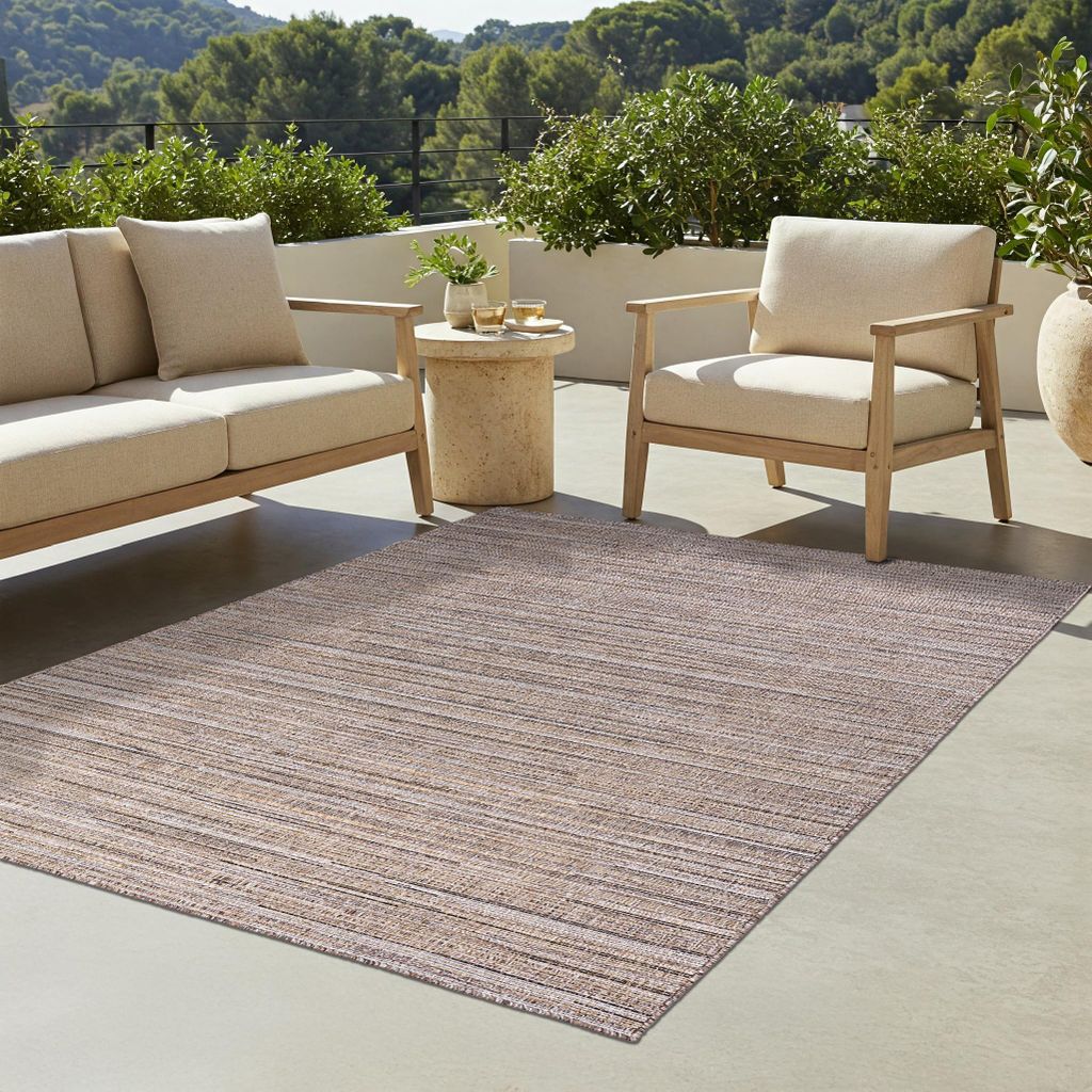 Tapiso Teppich YUCANA Outdoor Braun Balkon UV-beständig 120 x 170 cm