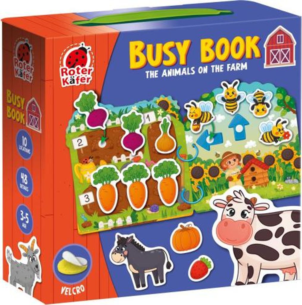 Lernspiel Roter Käfer Busy Book mit Klettverschluss Tiere auf dem Bauernhof RK1170-02