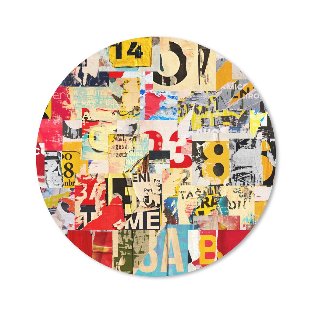 MuchoWow Mauspad Mousepad Buchstaben - Zahlen -Vintage - Collage 50x50 cm - Mousepads - Maus Mat - Pad - Mausunterlage - Vinyl