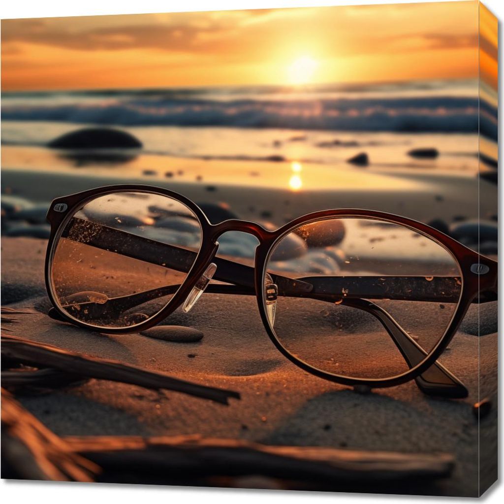 Bild 70x70cm Sonnenuntergang durch Glas