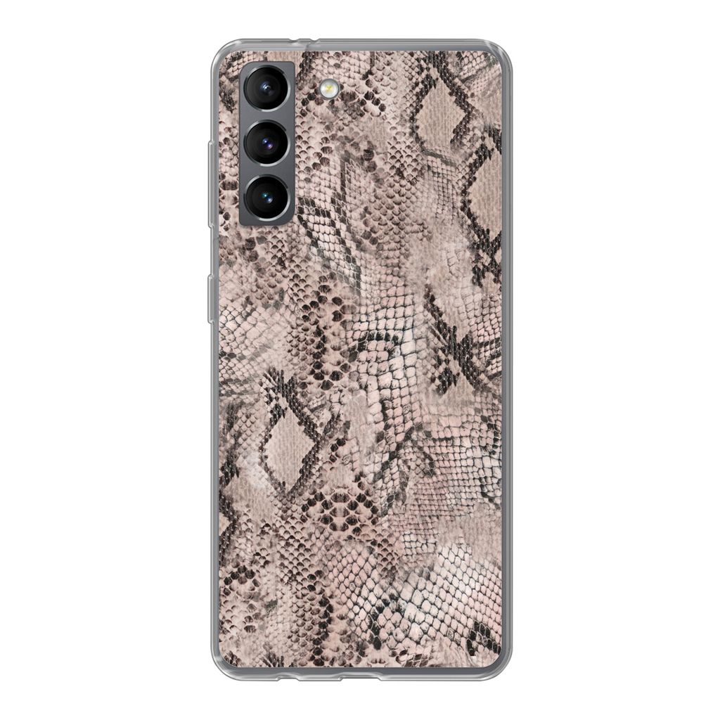 MuchoWow Handyhülle Schutzhülle Hülle für Samsung Galaxy S21 Tiermuster - Grau - Schwarz Silikon Softcase Handy Hülle - Softcase