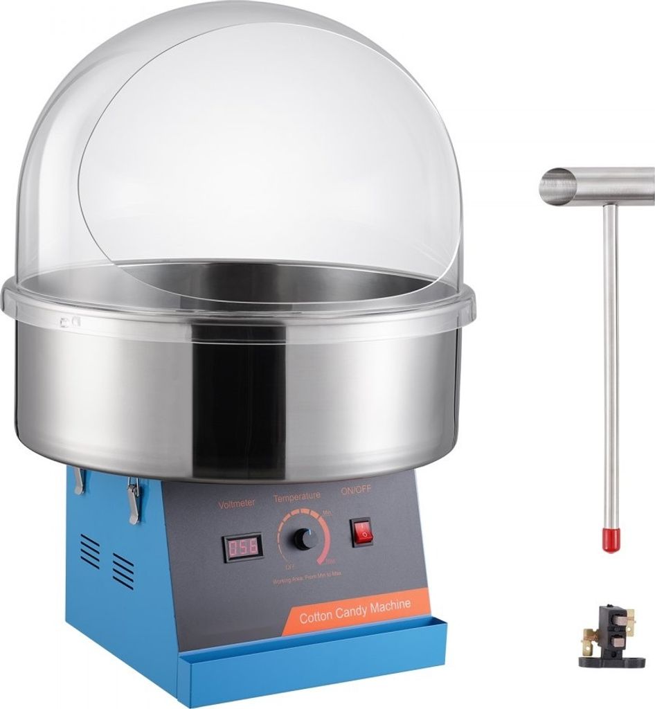 Elektrische Zuckerwattemaschine - 1000 W - Kommerzielle Zuckermaschine mit Abdeckung und Edelstahlschüssel - Perfekt für Partys und Familienfeier...