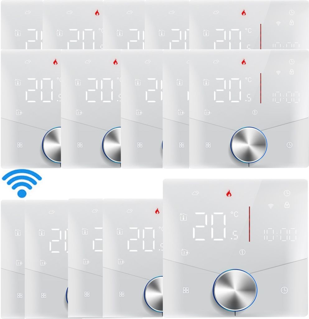 15X Smart Tuya WiFi-Thermostat, Digital LED Raumthermostat Sprachsteuerung Wandthermostat fuer 3A Warmwasserbereitung Fussbodenheizung mit dimmbare...