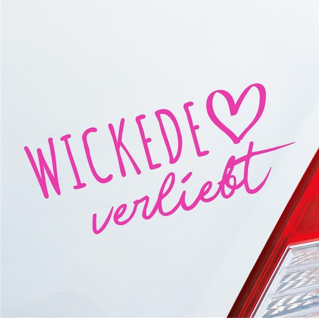 Auto Aufkleber Hellweg Druckerei Wickede verliebt Herz Gemeinde Liebe Car 19x19 cm Pink Sticker Heckscheibenaufkleber